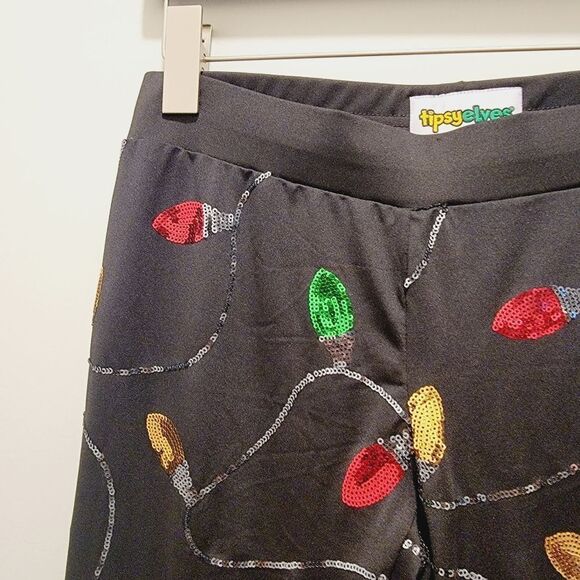 TIPSY Elves Sequins Christmas Lights High Waisted Leggings Size Small - Picture 6 of 7